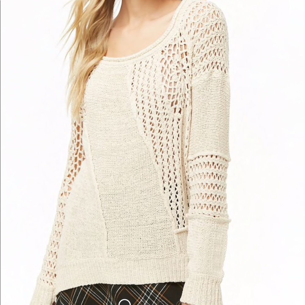 Forever 21 Knitted Tunic Cream Sweater